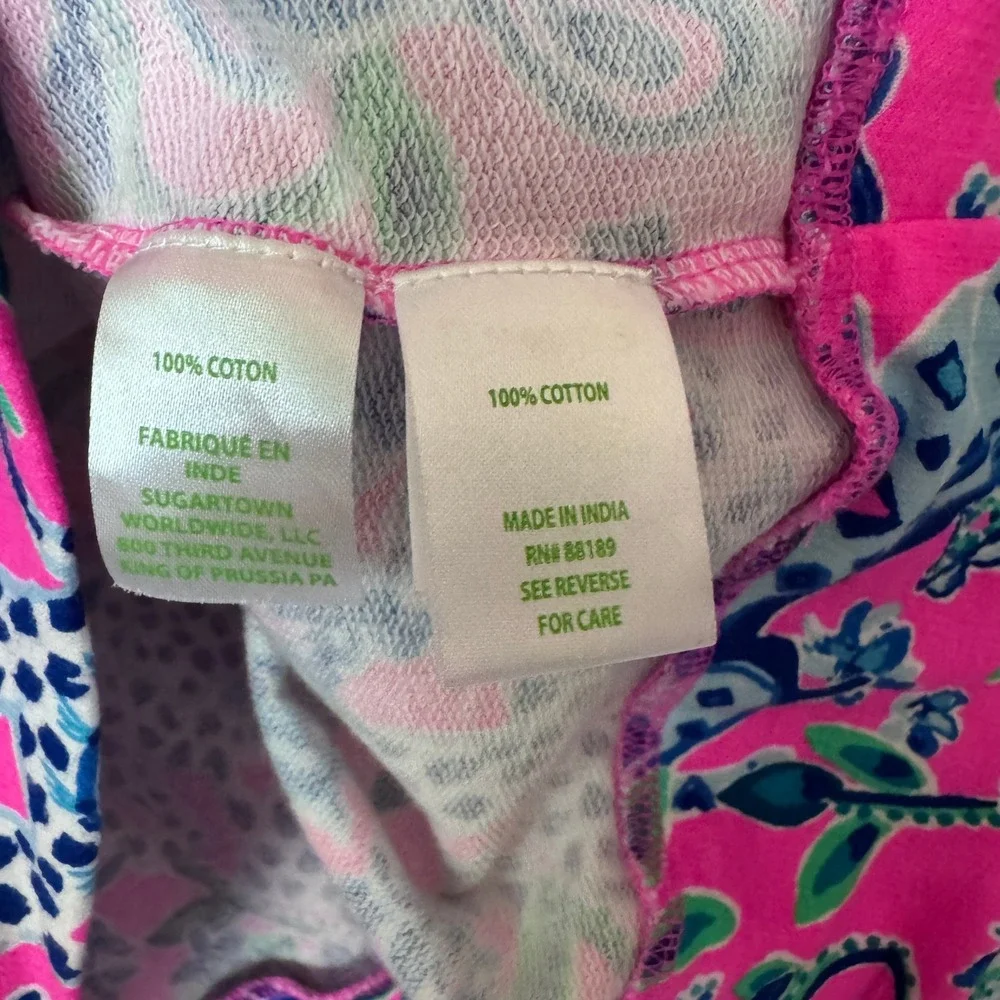Lilly Pulitzer Etta Top Women Small Pink Animal Print Puff Sleeve Boho